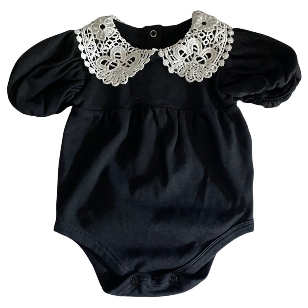 SOLD! Tiny Universe Black Victorian Bodysuit 3-6 months - Picture 3 of 6